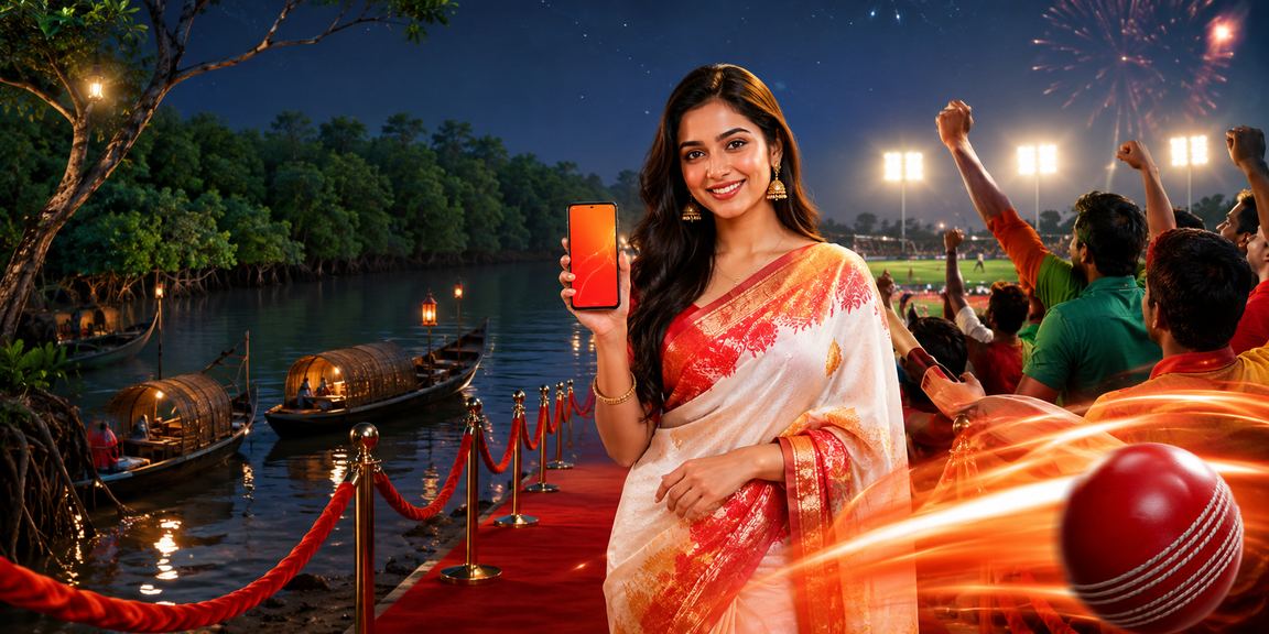 সুন্দরবনের পটভূমিতে ক্রিকেট বেটিং অডস বিশ্লেষণ করছেন একজন ব্যবহারকারী